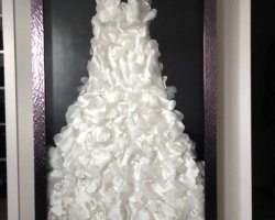 Custom framed wedding dress shadow box