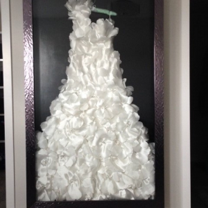 Custom framed wedding dress shadow box